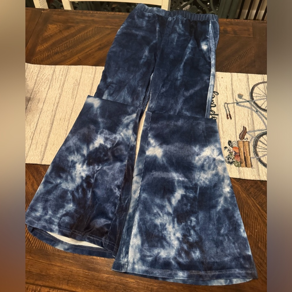 Acid wash corduroy flare pants